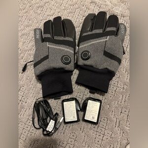 Heated Winter Gloves with Rechargeable Batteries - Grey/Black